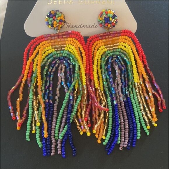 Anthropologie Deepa Gurnani Rainbow Chandelier Earrings NWT - Picture 5 of 11